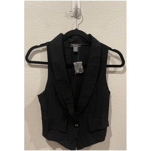 POETRY V-Neck Button Black Vest